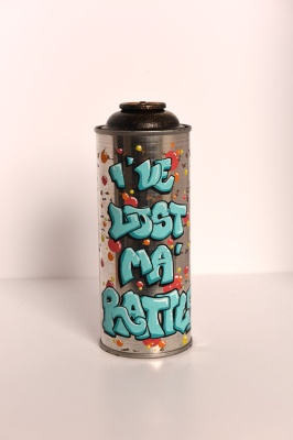 ''Slosh Says...'' customised empty spray can by Slosh